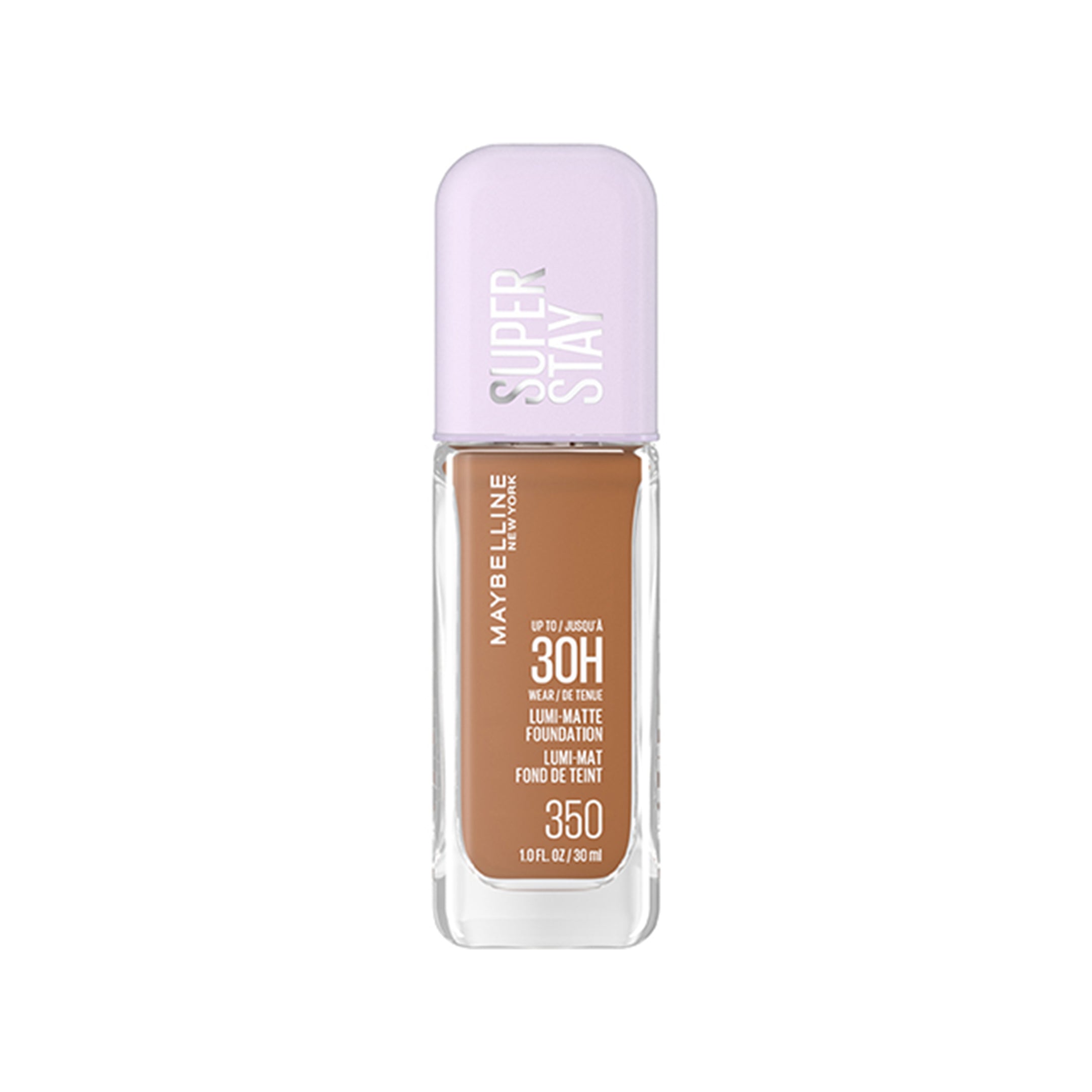 Fond de teint mat lumineux Superstay de Maybelline New York, jusqu’à 30 h de tenue, mat lumineux, couvrance modulable, acides aminés, 350, 35 ml