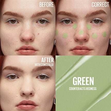 Instant Age Rewind de Maybelline New York, correcteur de teint, réduit les rougeurs et les imperfections, pigments qui s’estompent facilement, vert, 6 ml