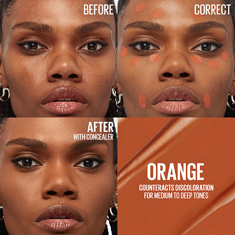 Instant Age Rewind de Maybelline New York, correcteur de teint, neutralise les teintes de bleu et l’hyperpigmentation, pigments qui s’estompent facilement, orange, 6 ml