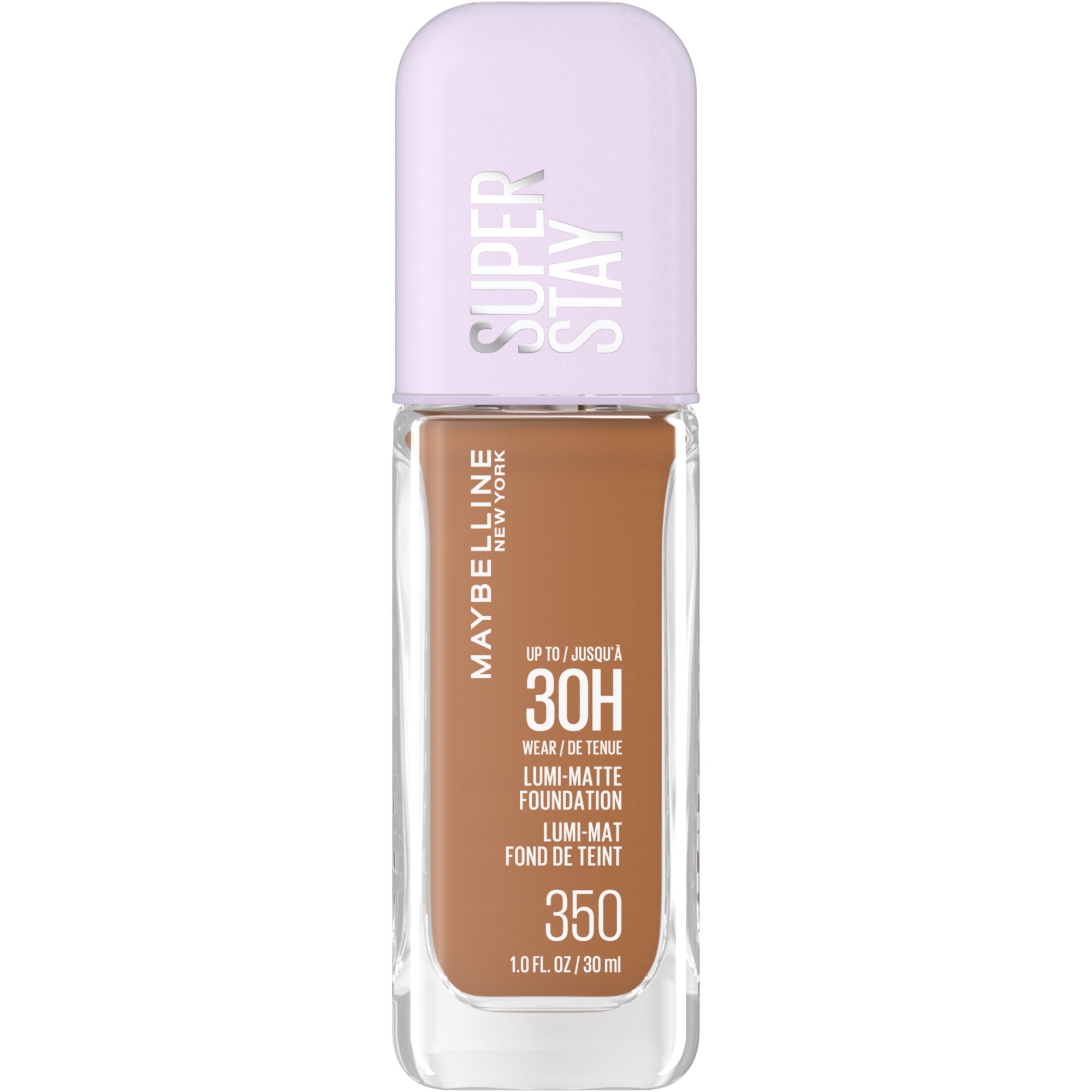 Fond de teint mat lumineux Superstay de Maybelline New York, jusqu’à 30 h de tenue, mat lumineux, couvrance modulable, acides aminés, 350, 35 ml