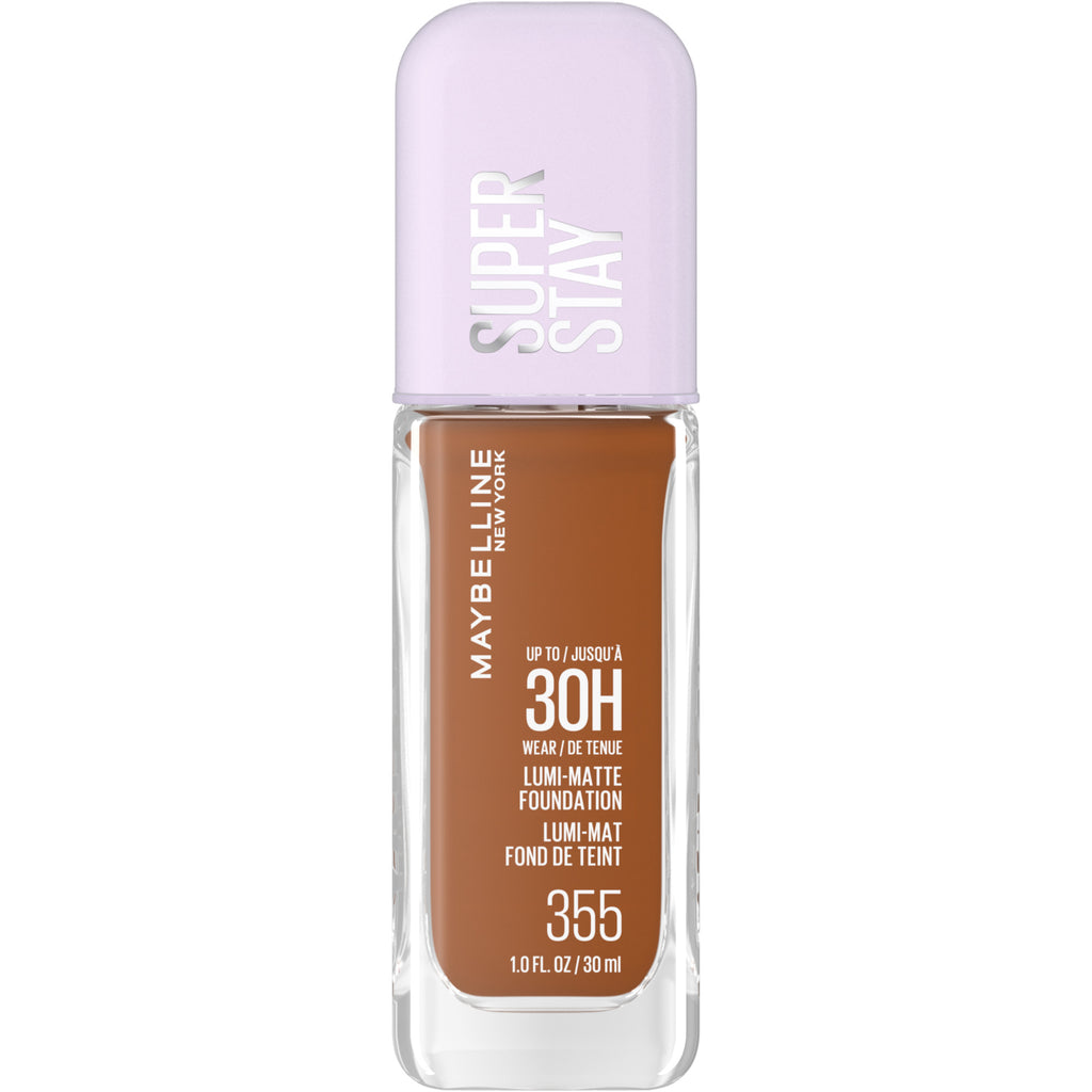 Fond de teint mat lumineux Superstay de Maybelline New York, jusqu’à 30 h de tenue, mat lumineux, couvrance modulable, acides aminés, 355, 35 ml