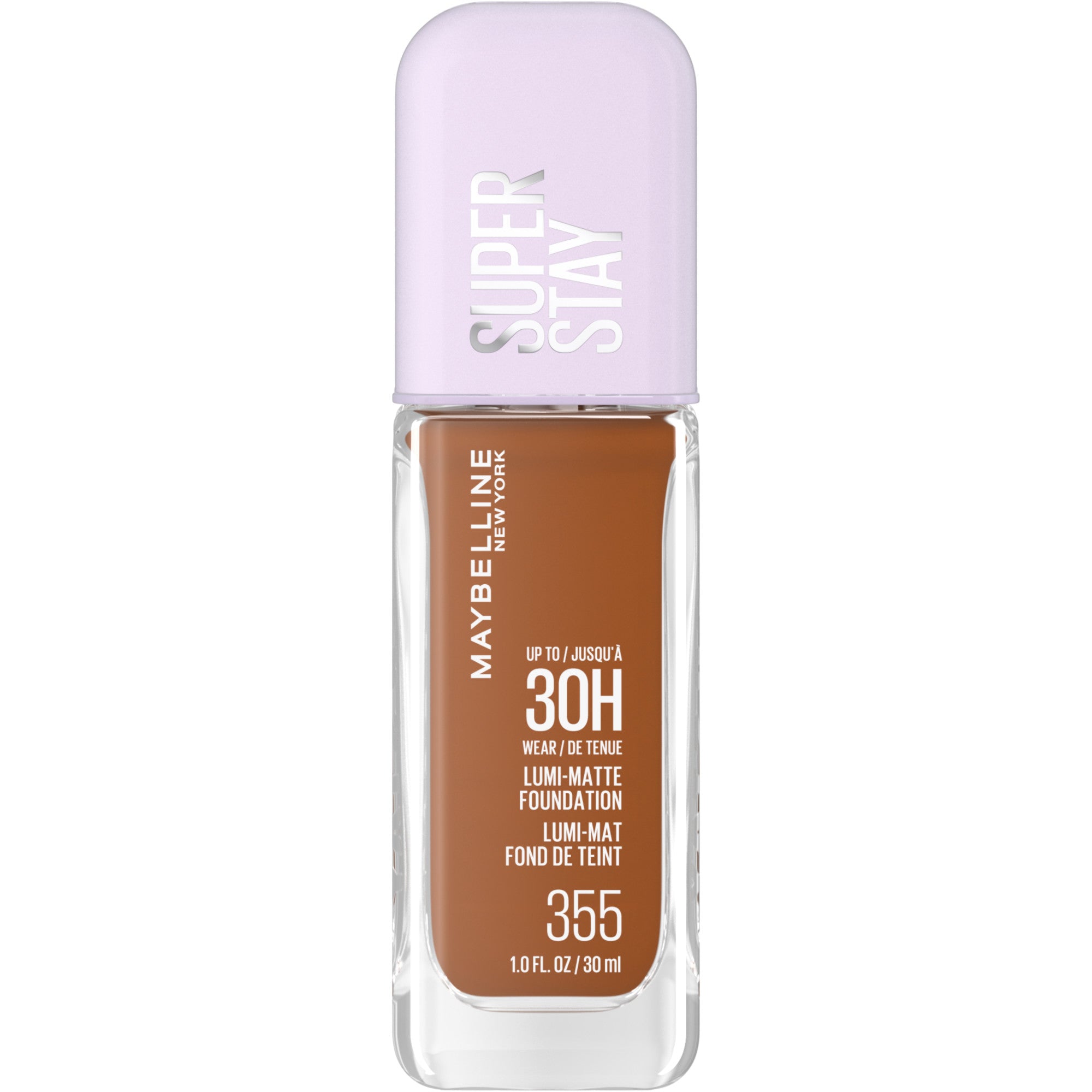 Fond de teint mat lumineux Superstay de Maybelline New York, jusqu’à 30 h de tenue, mat lumineux, couvrance modulable, acides aminés, 355, 35 ml