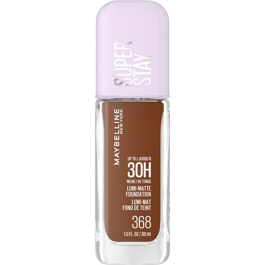Fond de teint mat lumineux Superstay de Maybelline New York, jusqu’à 30 h de tenue, mat lumineux, couvrance modulable, acides aminés, 368, 35 ml