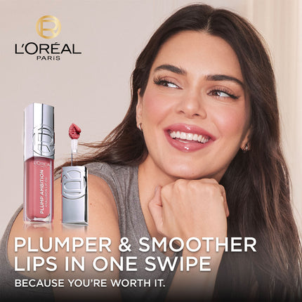 L’Oreal Paris Plump Ambition Tinted Lip Oil, Plumping Lip Gloss, Gentle Tingling, Non Sticky, Hydrating and Moisturizing, Infused with Hyaluronic Acid, 5 ml