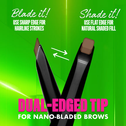 NYX Professional Makeup Blade & Shade, Dual Edged Brow Pencil, Up to 16HR wear, Smooth-glide pigment, Smudge & Transfer Resistant