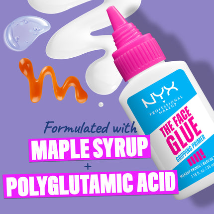 NYX Professional Makeup The Face Glue Primer, Gripping Primer, With POLYGLUTAMIC ACID for Hydration & MAPLE SYRUP for Grip, Up to 24 hour Hydration & Makeup Wear