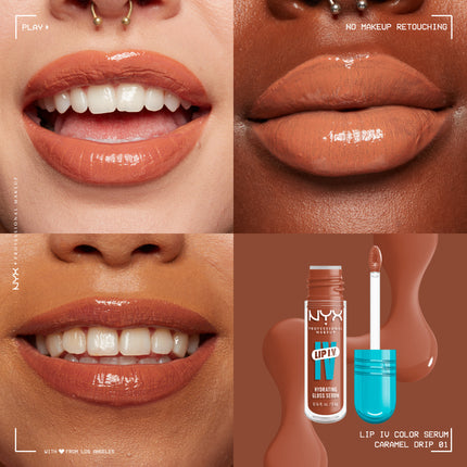 NYX Professional Makeup Lip IV Hydrating Gloss Stain, Lip Gloss, Infused with VITAMINS & COCONUT WATER, Up to 12HR Hydration, High Pigment, Wet Shine Finish