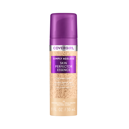 COVERGIRL Simply Ageless Skin Perfector Essence, 25 Light-Neutral, Skin Tint, Lightweight Foundation, Skincare Makeup Hybrid, Vegan Formula, Radiant Finish, 1oz
