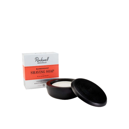 Savon à raser Rockwell dans un bol en bois - Parfum Barbershop 4oz