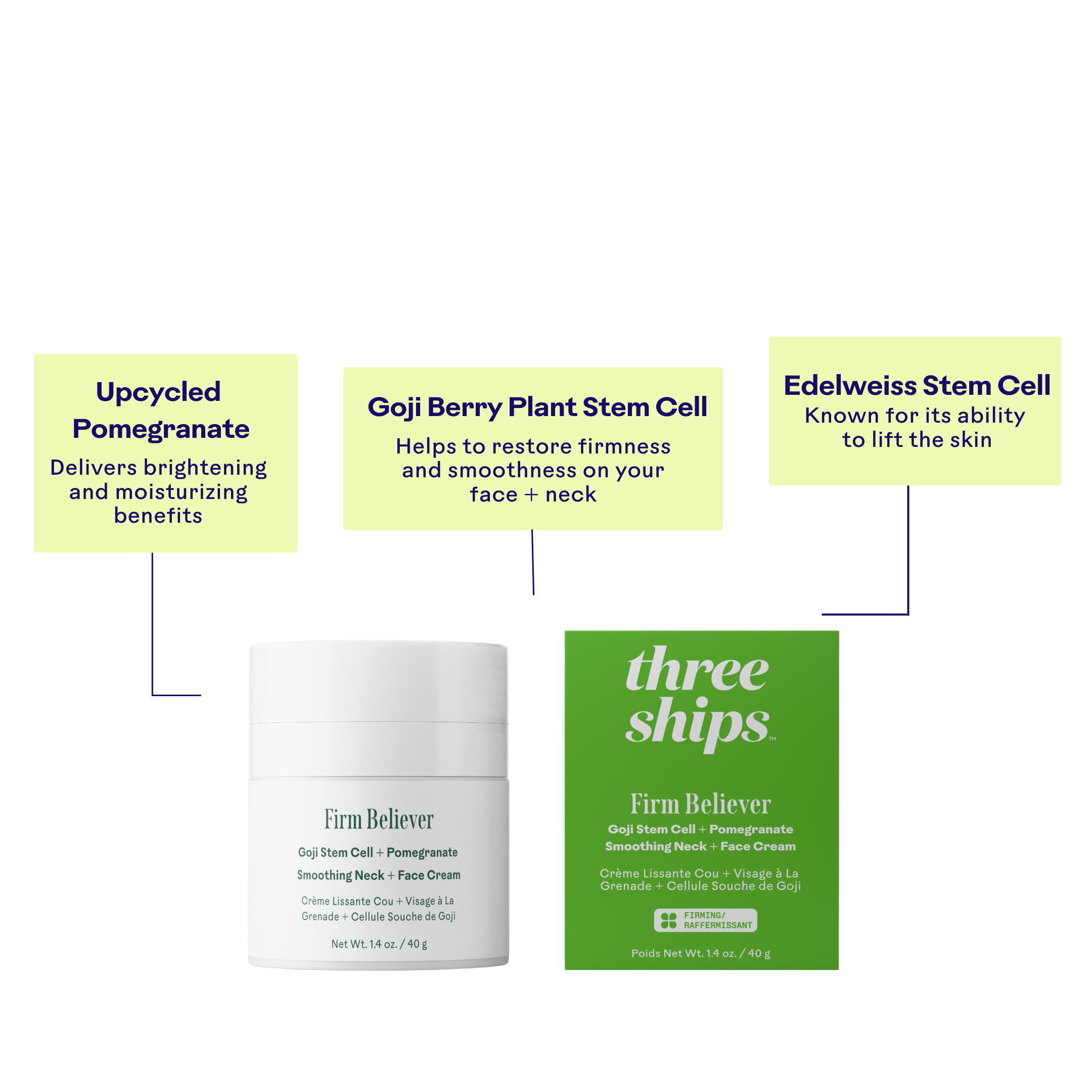 Crème Lissante Cou + Visage À La Grenade + Cellule Souche De Goji