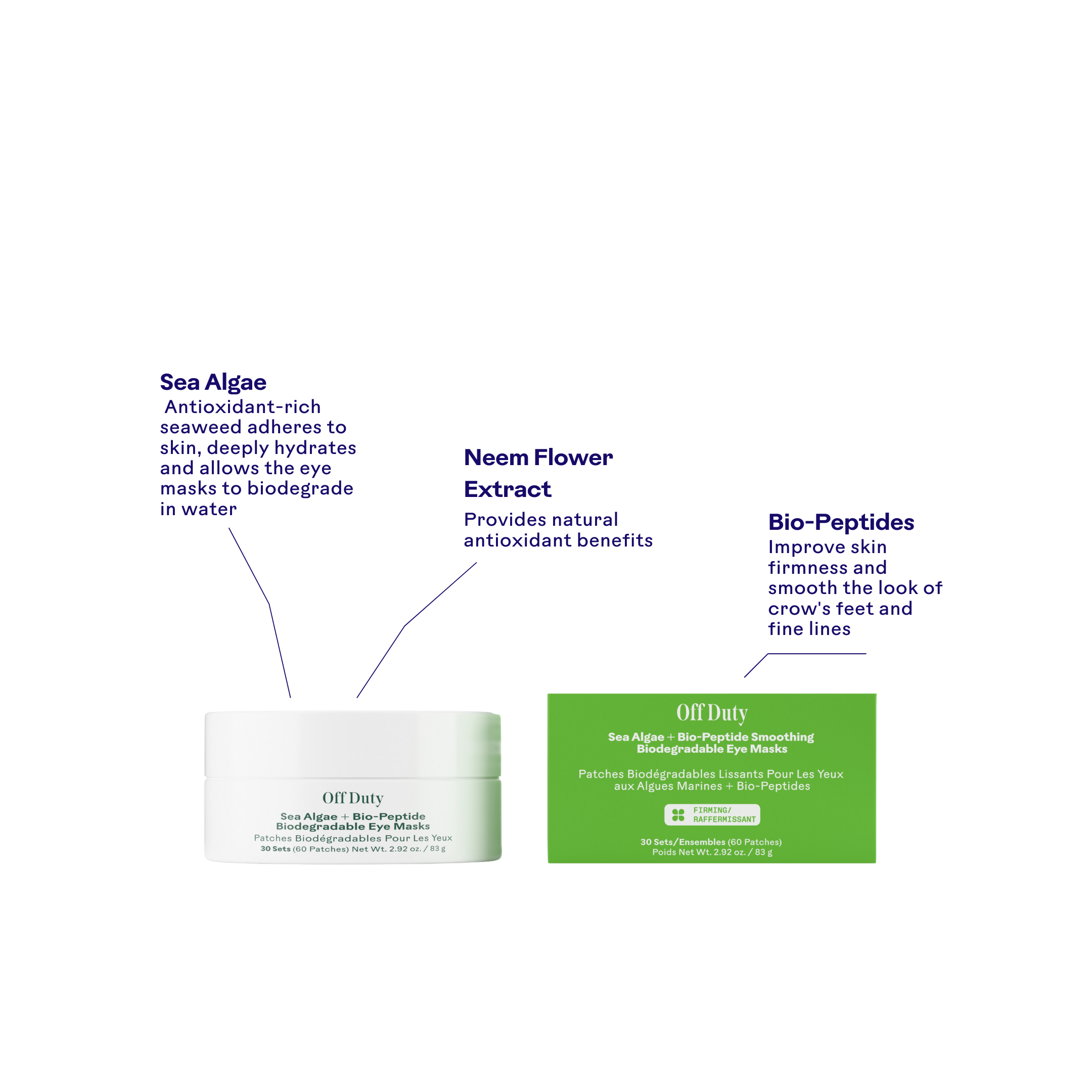 Patches Biodégradables Lissants Pour Les Yeux aux Algues Marines + Bio-Peptides