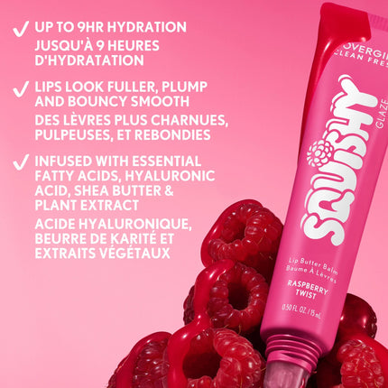 Clean Fresh Squishy Glaze Lip Butter Balm Raspberry Twist 100